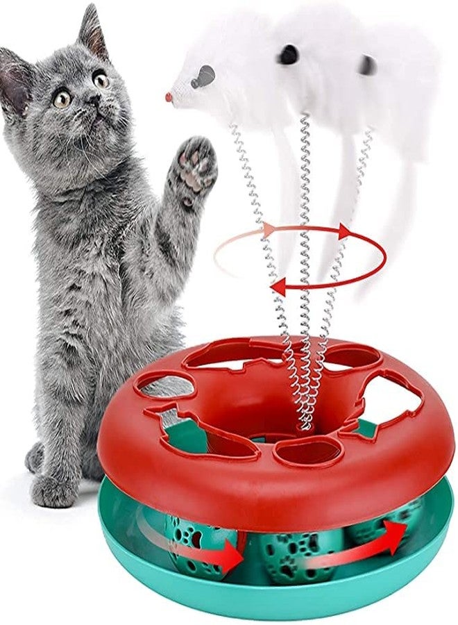 Pups&Pets 360° Motion Elastic Feather Mouse Catch Cat Toy to Exercise and Inside Spinning Ball and Mouse Toy for Cat and Kitten - Image 1